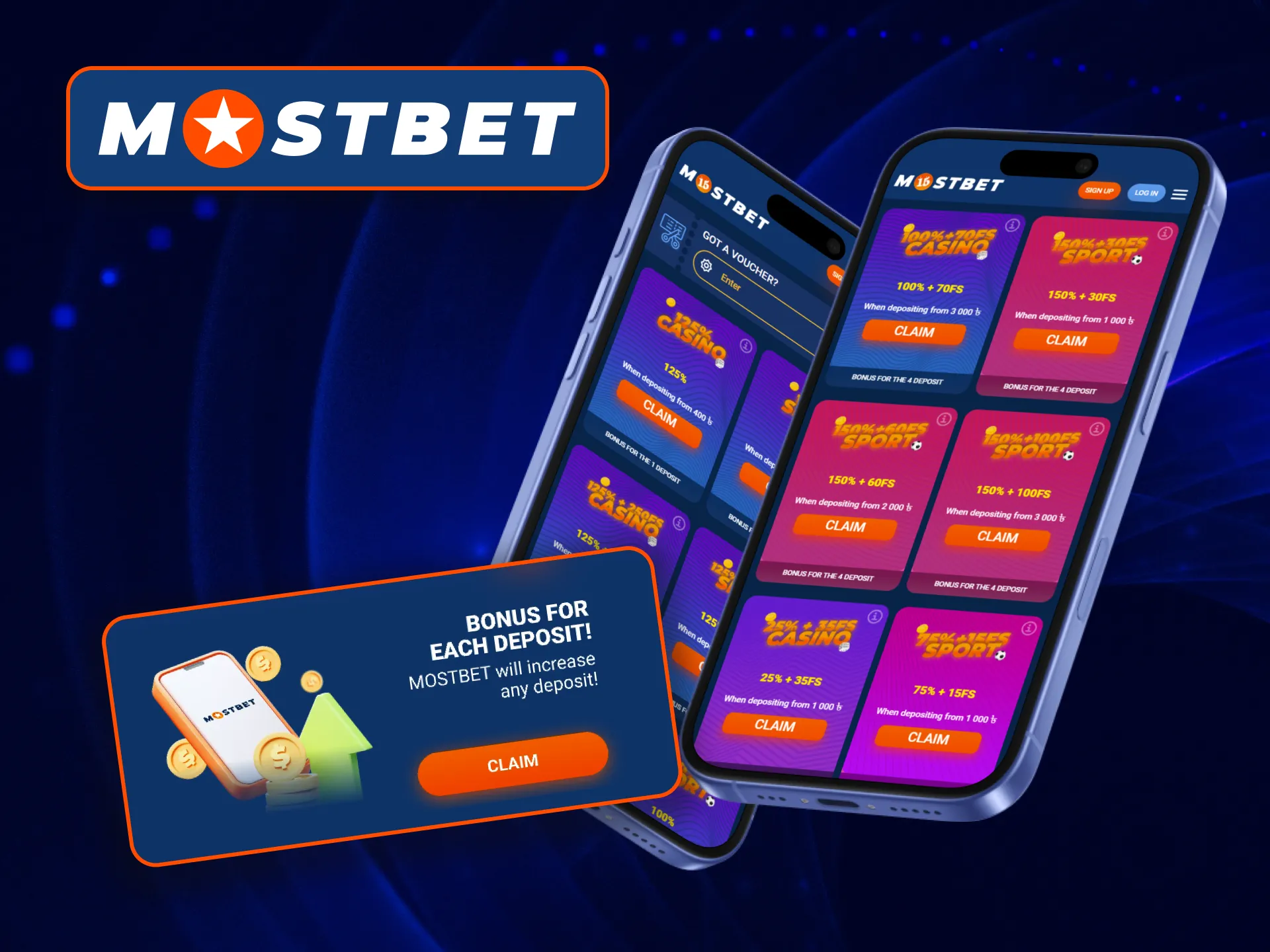 A bonus in Mostbet application for users who make a deposit.