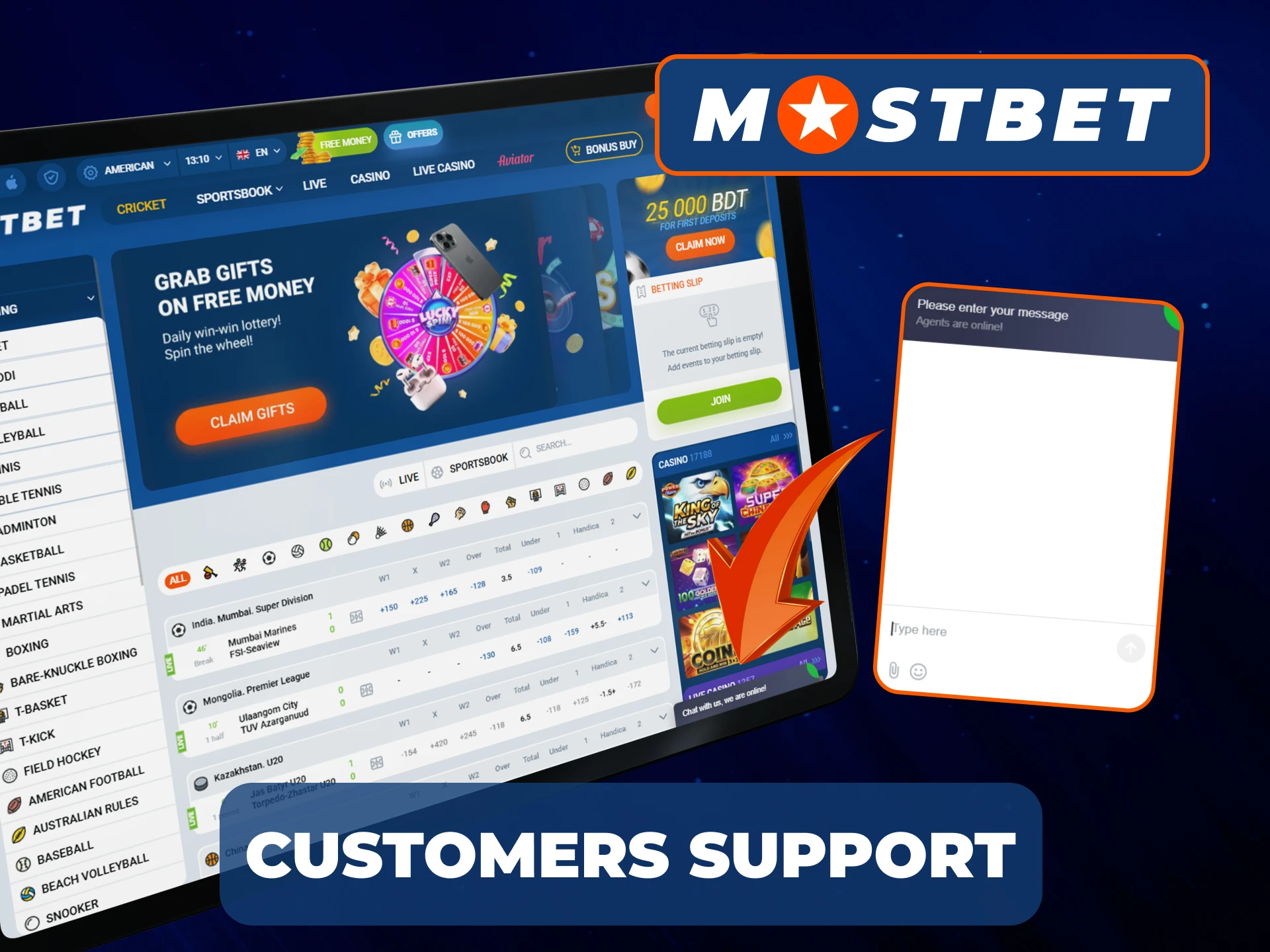 Mostbet casino offers high-quality customer support on its website and app.