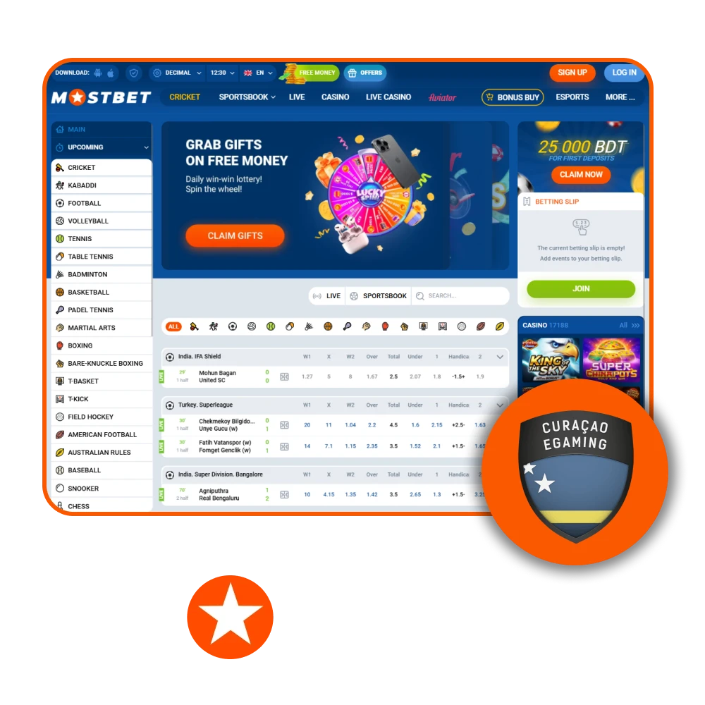 Mostbet is a licensed and trustworthy online casino.