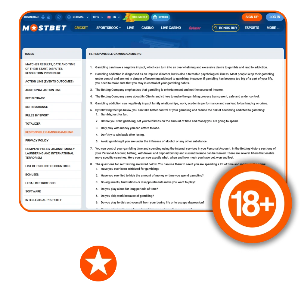 Mostbet's goal is to ensure that players can enjoy safe gambling.