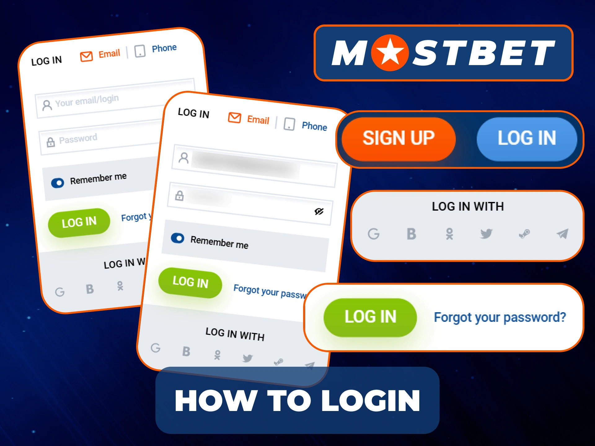 Log in just in few clicks at Mostbet.